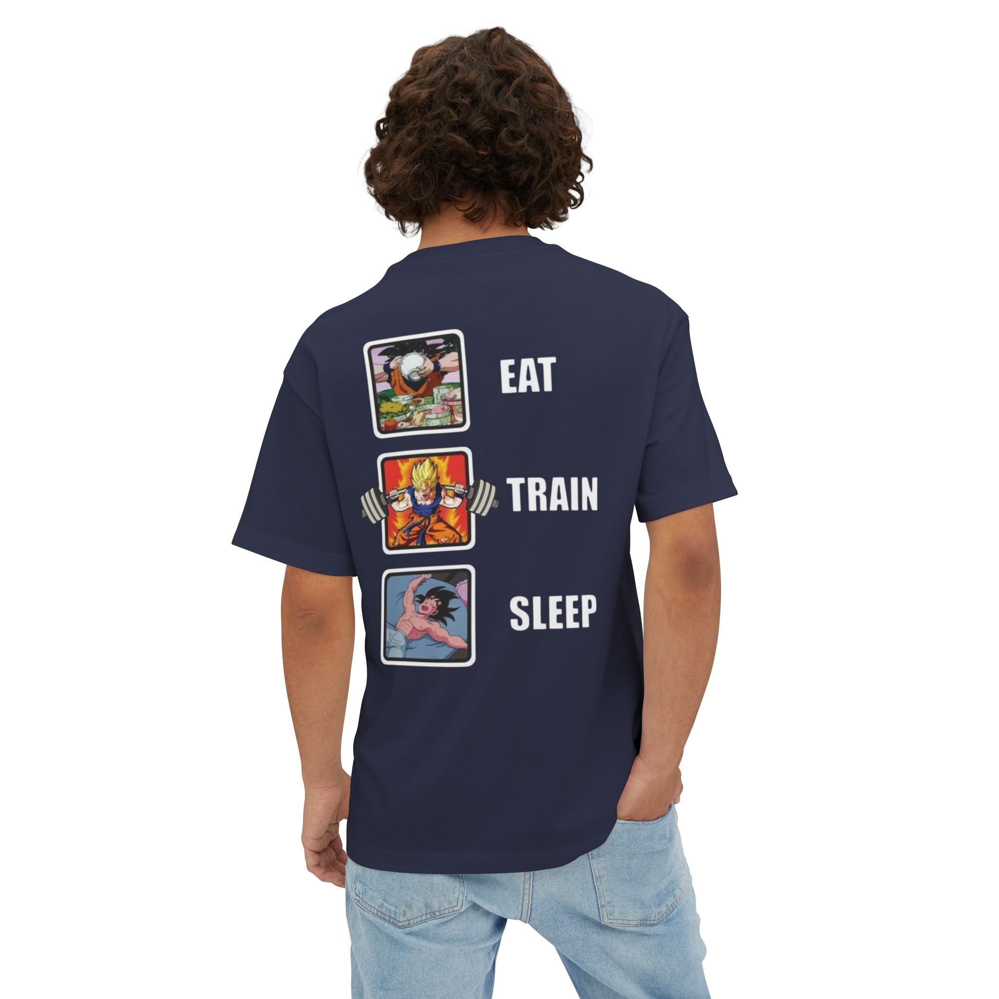 Saiyan Routine— “Eat Train Sleep” Oversized Boxy T‑Shirt