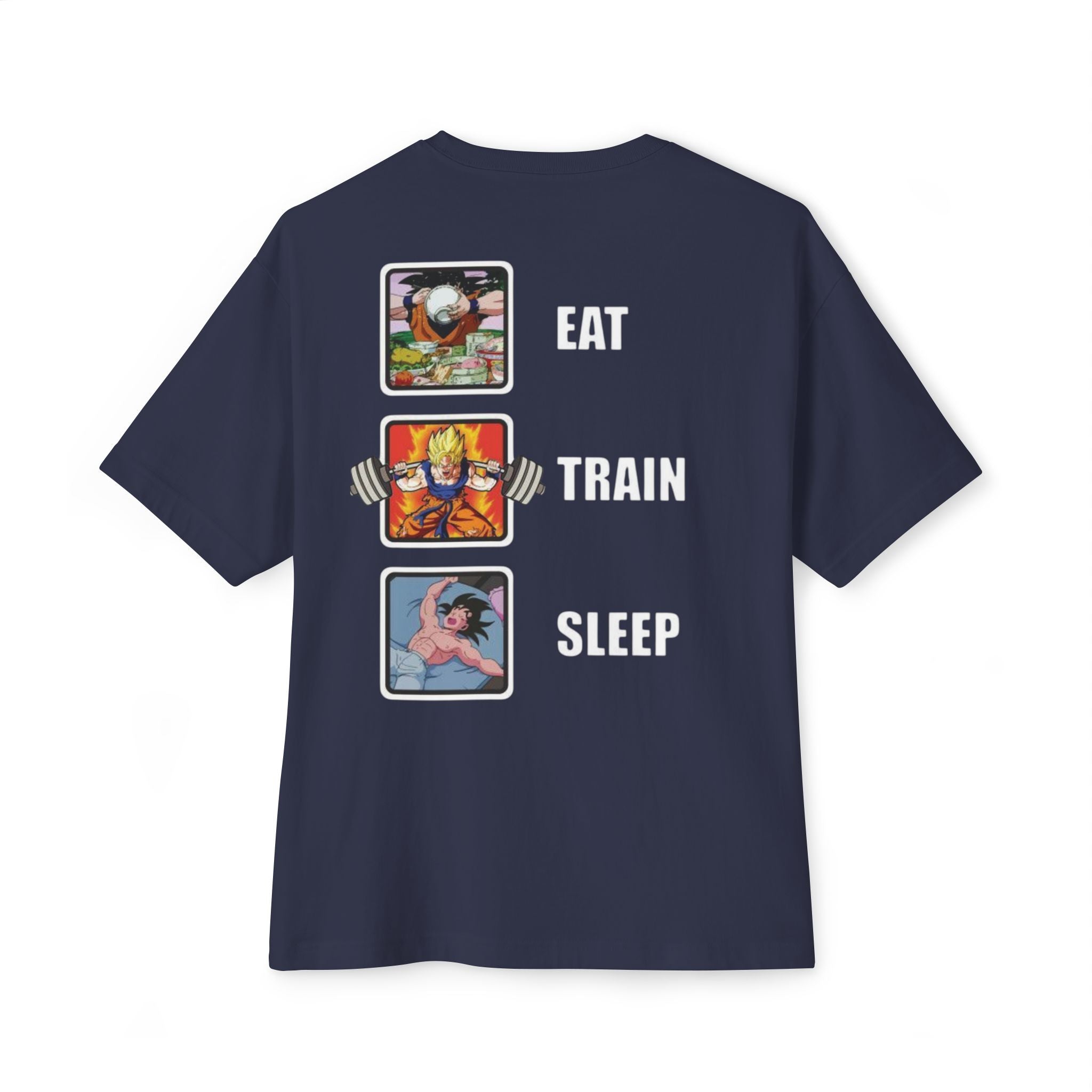 Saiyan Routine— “Eat Train Sleep” Oversized Boxy T‑Shirt