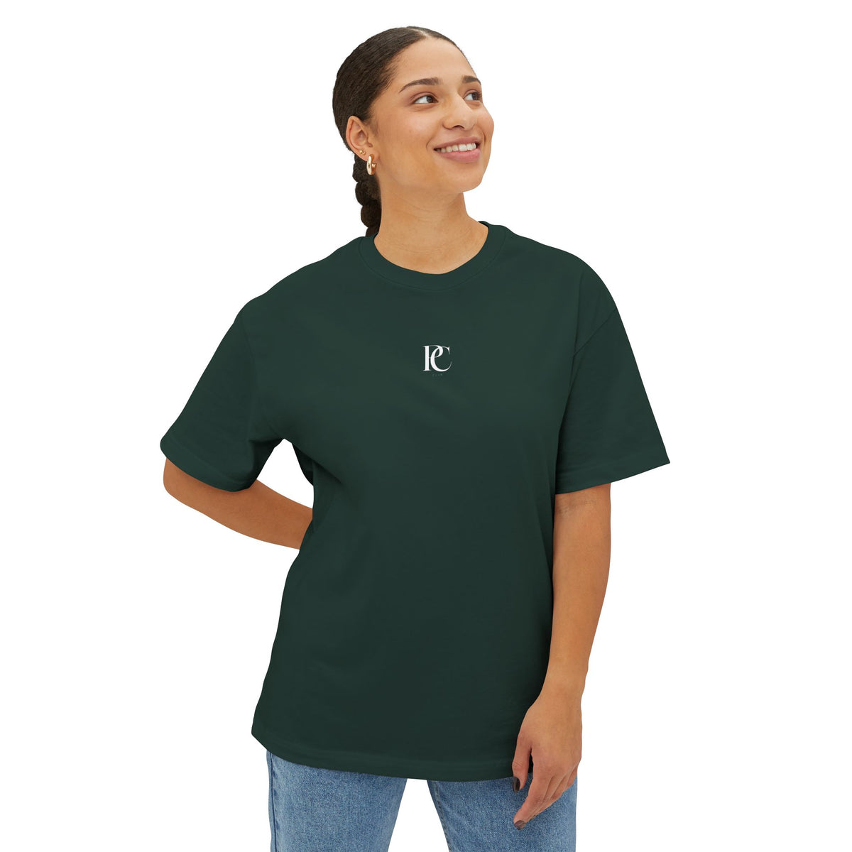 Chosen one Boxy Tee — Forest Green Oversized T‑Shirt